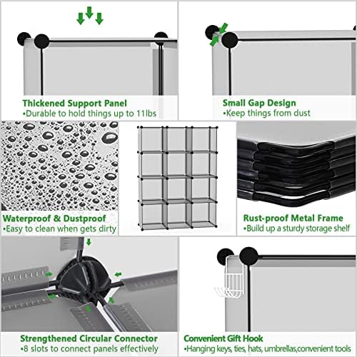 C&AHOME Cube Storage Organizer, 12-Cube Shelf Units, Closet Cabinet Grey - Image 6