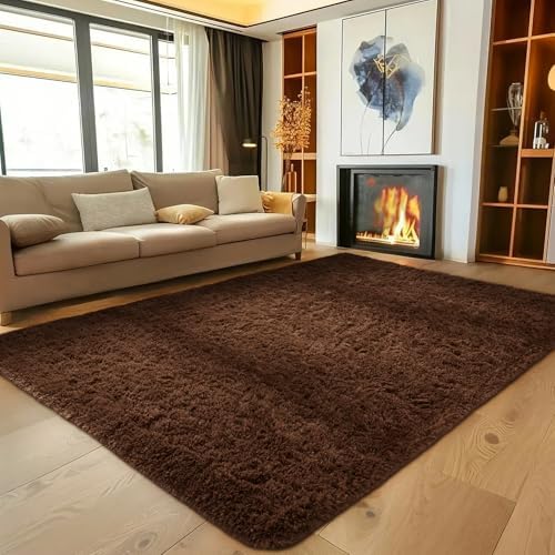 Ophanie Brown Rugs for Living Room Bedroom, 6x9 Fluffy Fuzzy Furry Carpet,Plush Soft Shaggy Bedside Indoor Floor Area Rug for Kids Girls Boys Baby Teen Dorm Nursery Decor with Over 99 pcs Pile fibers - Image 3