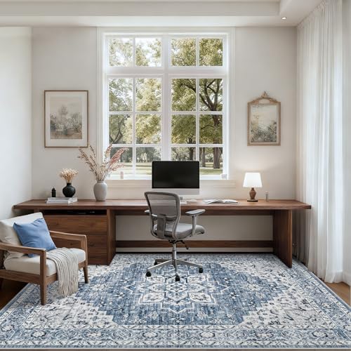 3x5 Area Rugs Living Room: Washable Vintage Rug for Bedroom Blue - Image 6