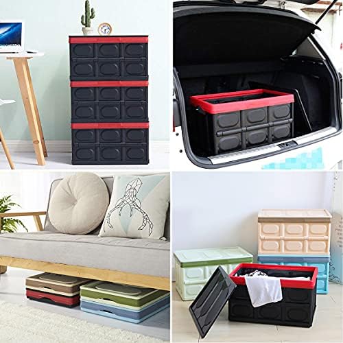 GUOZI 30 Liter Collapsible Storage Bin with Lid, Durable Plastic Folding Storage Crate, Stackable Storage Box Organizer Container for Keepsake Toy Photos Office Nursery Wardrobe Bookshelf etc. - Image 7