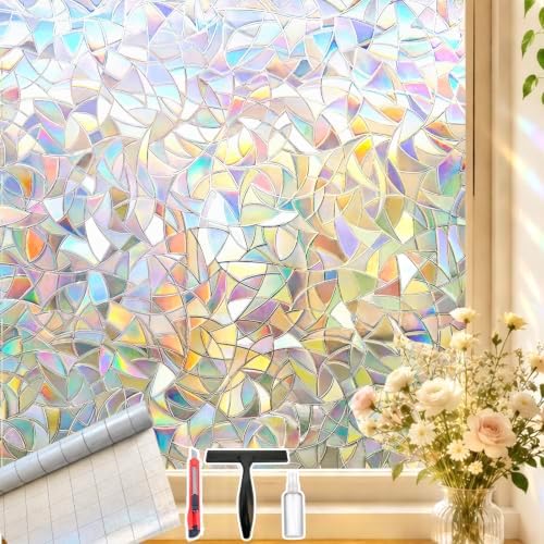 Rainbow Window Privacy Film, Stained Glass Cling, 23.6 inch * 157.4 inch by Dwersty