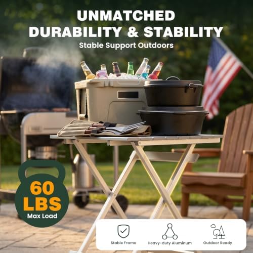 SUNNYFEEL Folding Camping Table - Lightweight Aluminum Portable Picnic Table for Cooking, Beach, Hiking, Travel, Fishing, BBQ, Indoor Outdoor Small Foldable Camp Tables - Image 5