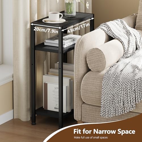 Heybly Small Narrow Side Table for Small Space, Thin Bedside TableHET006BK1 - Image 3