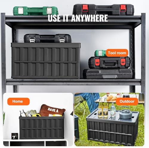 VEVOR 65L Collapsible Storage Bins with Lids 3 Packs, Stackable Crates - Image 6