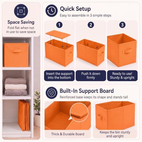 Yinder 6 Pcs Cube Storage Bin, Rainbow Colored 14''x10''x8'' Storage Cubes - Image 4