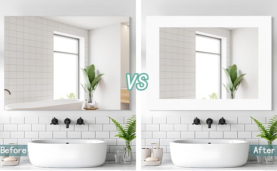 WESTICK 10M White Mirror Frame Border Peel and Stick Mirror Tape Border for Bathroom Waterproof White Wallpaper Borders Vinyl Removable Bulletin Board Borders for Bedroom Decor DIY 3.9"x394" - Image 3