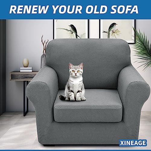 XINEAGE 2-Piece Stretch Armchair Sofa Cover, Washable Couch Covers for Dog - Image 4