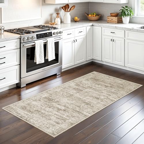 Soalmost 2x4 Washable Rugs for Kitchen, Entryway, Small Area Rug Brown - Image 2