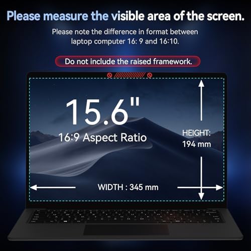 360° Laptop Privacy Screen 15.6 Inch for 16:9 Computer, 15" Monitor 4 Way Privacy Anti Glare Protector Blue Light Filter Shield Film Compatible with Lenovo/Hp/Dell/Acer/Asus/Thinkpad/Envy/Toshiba - Image 3