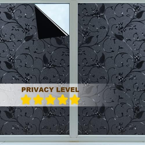 Niviy Window Privacy Film Wheat Flower Frosted Window Glass Film No Glue Door Windows Covering for Office and Home Decoration,Blck 23.6 inches by 157.4 inches - Image 6