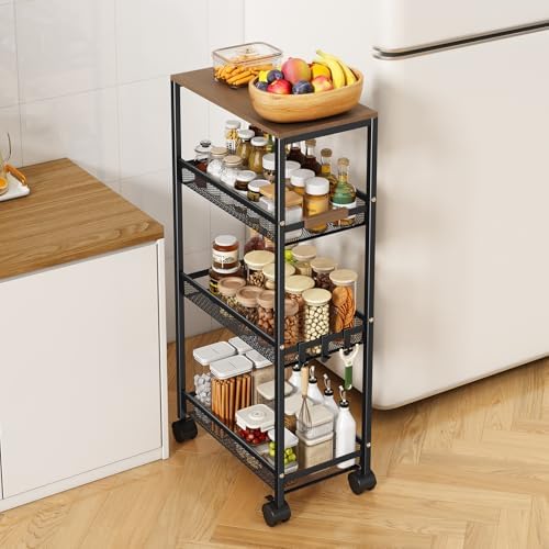 4-Tier Slim Utility Rolling Laundry Cart with Wheels, Easy to Assemble by TIPGO