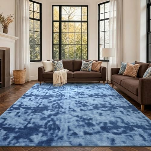 6x9 Large Tie-dye Teal Area Rug Non-Slip Washable for Living Room Bedroom by FinRe%CC%80cHome