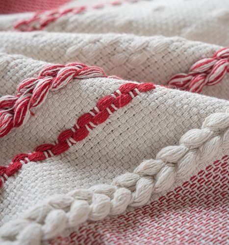Christmas Lumbar Pillow Covers 14x36 Inch Long, Red Textured Boho Christmas Decoration Pillow Cases for Farmhouse Home Decor, Accent Cushion Cover for Sofa, Bed, Living Room, Bedroom, Pack of 1 - Image 3