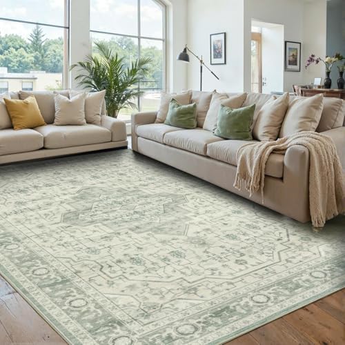 Rugxara 6x9 Washable Area Rug for Living Room,Sage Green by Rugxara