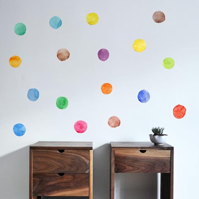 Rainbow Polka Dot Wall Stickers Peel and Stick Decals 6 Sheets | Peel & stick, no residue, watercolor, nursery kids room bedroom playroom classroom decor, DIY craft, safe non-toxic material - Image 6