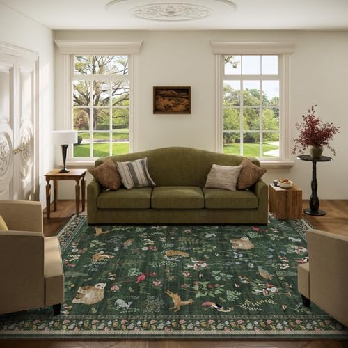 Machine Washable Rugs for Living Room: 5x7 Area Rugs for Bedroom Vintage Rugs Stain Resistant Non Slip Low Pile Soft Carpet Rug for Kitchen Dining Room Farmhouse Nursery Kids Room by palohom