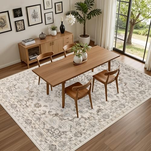 4x6 Area Rugs Living Room: Washable Rug for Bedroom Brown Beige - Image 4