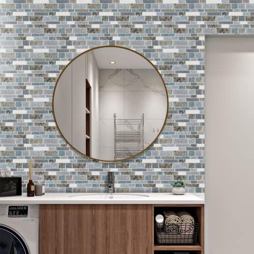 STICKGOO 10-Sheet Peel and Stick Backsplash for Kitchen, Decorative Self Adhesive Backsplash Tiles(Light Blue & Brown Granite, Thicker Design) - Image 6