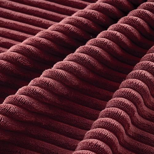 MIULEE Soft Corduroy Decorative Throw Pillow Covers Burgundy 18x18 - Image 4
