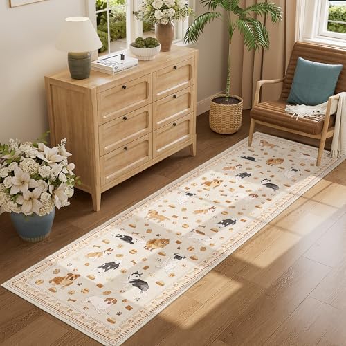 DUKINO 2x10 Kitchen Runner Rug, Washable Dog Rug Soft Non Slip Beige Yellow - Image 5