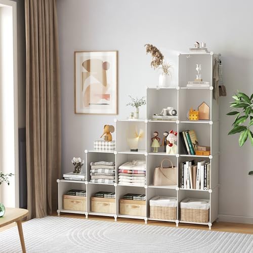 AWTATOS Cube Storage Organizer, 16 Cube Closet Organizer, White - Image 4