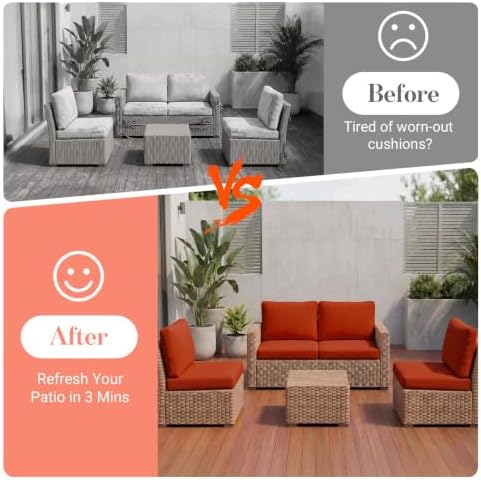 8Pcs Patio Cushion Covers Stretch Outdoor Furniture Protector Slipcovers - Image 4