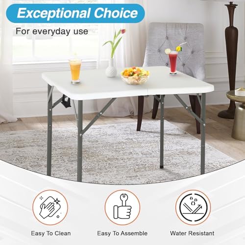 FDW | 34" Folding Table | White | Portable Plastic Table - Image 4