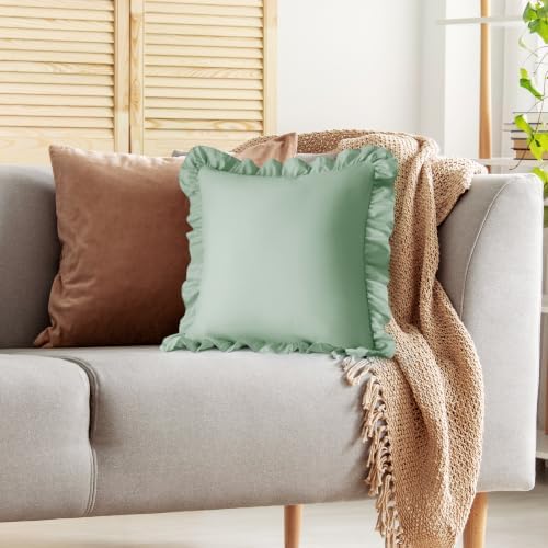 KKJIAF 2 Pack Ruffle Pillow Cases 26x26 Inches, Sage Green - Image 5