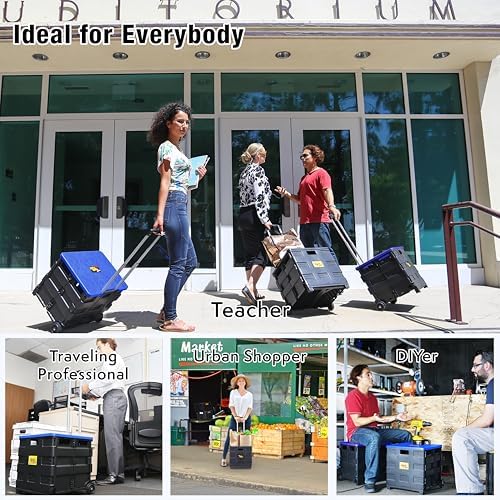dbest Products Quik Cart Standard Collapsible Rolling Crate - Blue Lid - Image 6