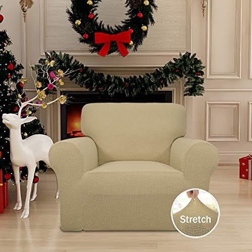 Easy-Going Stretch Chair Slipcover with Arm Washable Beige - Image 3