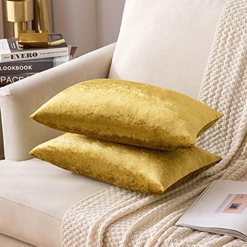 MIULEE 12x20 Inch Lumbar Velvet Throw Pillow Covers Golden - Image 5