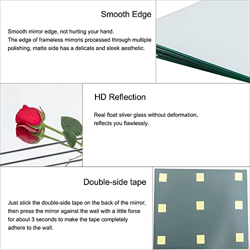 BOMINICA Full Length Wall Mirror Tiles, 12 x 12 Inch x 12Pcs Wall Mounted Frameless Glass Mirror, Decorative Full Body Mirror for Home Gym, Bedroom, Door & Bathroom - Image 4