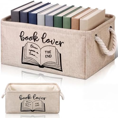 Marsui Book Lover Gifts Book Storage Basket, Reading Corner Organizer Supplies Classroom Storage Bin Bookish Accessories Bookworm Gift for Teacher Club Members Student Reading Corner Accessories by Marsui