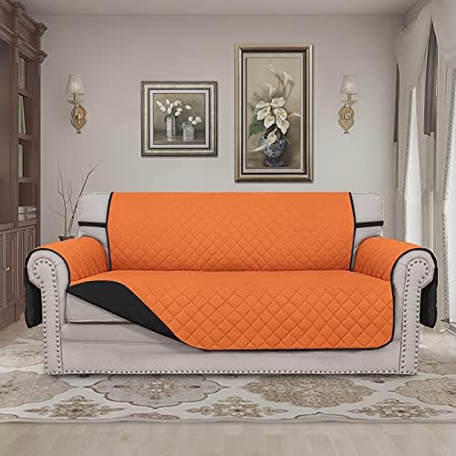 Easy-Going Reversible Couch Cover, 2 Cushion Sofa, Orange/Black - Image 2