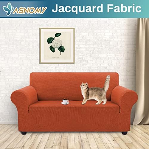 Asnomy Stretch Couch Covers Washable,loveseat Cover Slipcovers,Pumpkin - Image 2