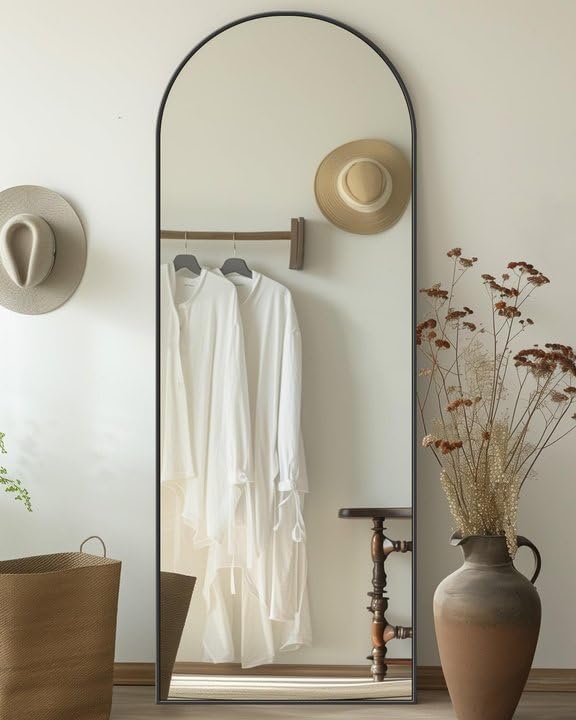 Antok Full Length Mirror, 59"x18" Floor Mirror with Stand, Black, Arched by AntokMirror