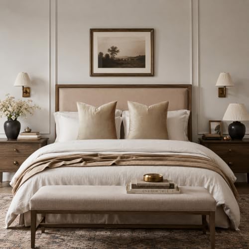 GIGIZAZA Taupe Velvet Pillow Covers 26x26 Decorative Pillows Pack of 2 - Image 7