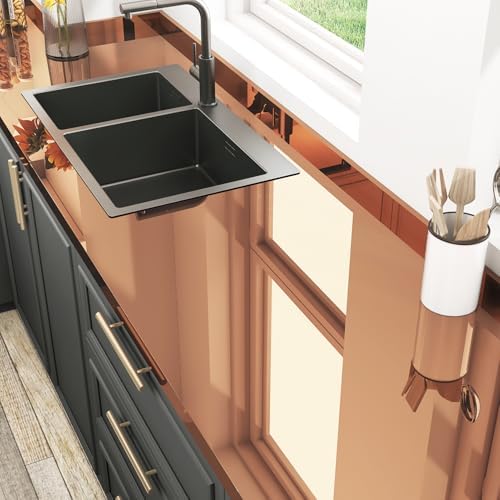 WESTICK Glossy Brown Mirror Wallpaper Peel and Stick Copper Gold Vinyl Roll Self Adhesive Mirror Stickers for Walls Flexible DIY Mirrored Paper for Countertops Cabinets Appliance Non Glass 15.8" x 80" - Image 3