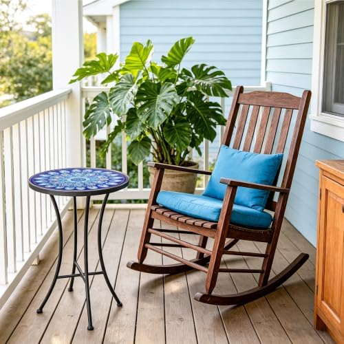 MUMTOP Mosaic Outdoor Side Table, 14" Small Round Patio Accent Table,Blue - Image 6