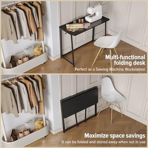 WOHOMO Folding Desk, 39.4" Foldable Computer Table for Small Spaces, Black - Image 5
