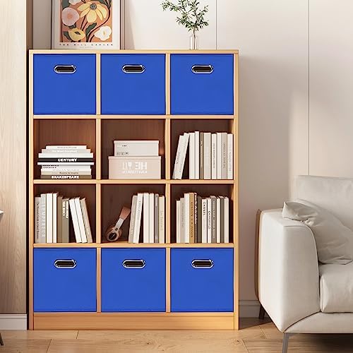Black Foldable Storage Cubes Bins , Fabric Storage Box Cubes Organizer Baskets with Dual Handles for Home Organizer (Dark Blue) - Image 4
