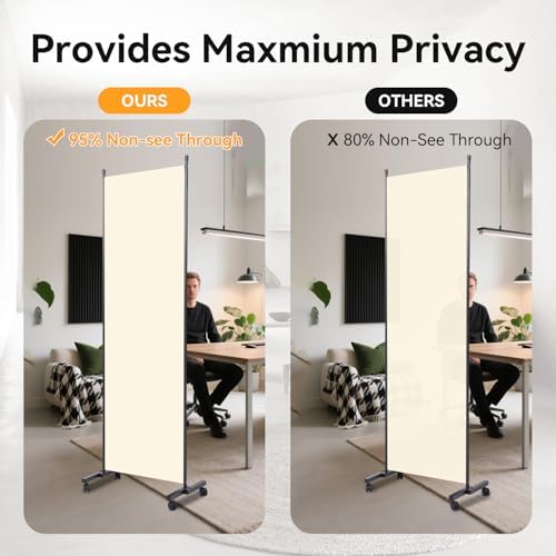 Folding Room Divider W/Wheels,Heavy Duty Base Privacy Screen Separator - Image 3