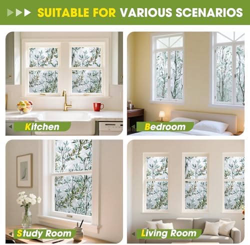 Window Privacy Film Stained Glass Window Film Decorative Static Cling Frosted Glass Cover Window Tint for Home Non-Adhesive 3D Laser UV Blocking - Image 6