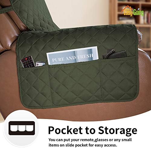 Easy-Going Reversible Couch Cover, Oversized Recliner, Army Green/Beige - Image 3