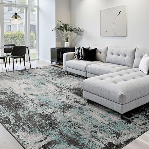 RELEANY Washable 6'x8' Abstract Area Rug for Living Room Teal Black - Image 2