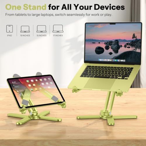 OMOTON LA10 360° Rotating Laptop Stand Riser Foldable for Desk, Citron - Image 6