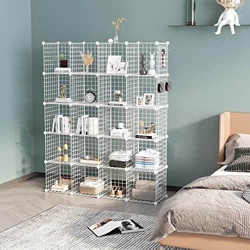 C&AHOME Wire Cube Storage, 20-Cube Organizer Metal, Wire C Grids, White - Image 4