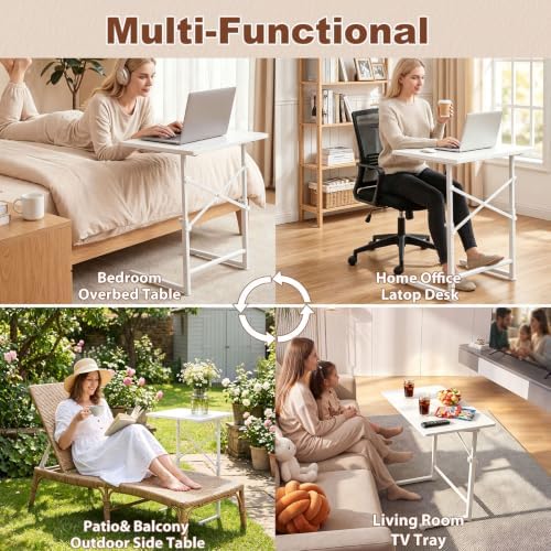 C Shaped End Tables, 22" Adjustable Height Couch Side Table, C Table End Table that Slide Under Sofa, TV Trays Table for Couch, Sofa, Living Room, Small Spaces, Easy to Assemble & Clean - Image 5