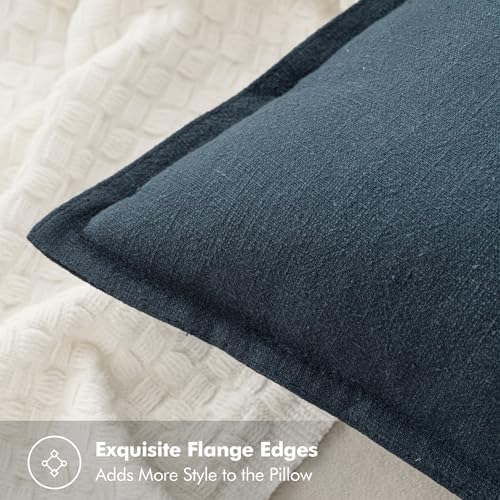 MIULEE Decorative Linen Euro Sham Pillow Covers 24x24 Deep Blue - Image 2