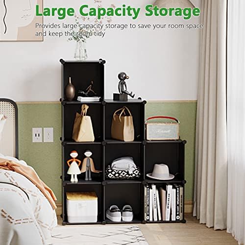 C&AHOME Cube Storage Organizer, 9-Cube Bookcase, Closet Cabinet Black - Image 3